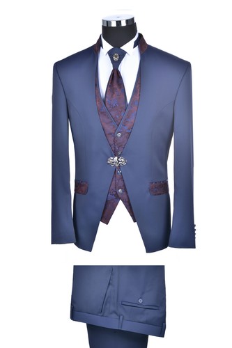 Abito da Sposo Baggi Cerimonia Slim Fit alla Coreana con Panciotto e  Cravatta | eBay