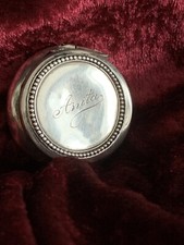Antike Pillendose in 800er Silber innen vergoldet punziert & monogrammiert