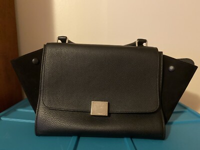 AUTHENTIC CELINE TRAPEZE Black Color Small Tote Bag
