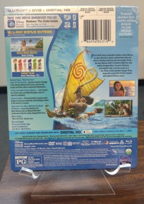 NEW SEALED MINT Disney's Moana STEELBOOK (Blu-ray+DVD+Digital HD