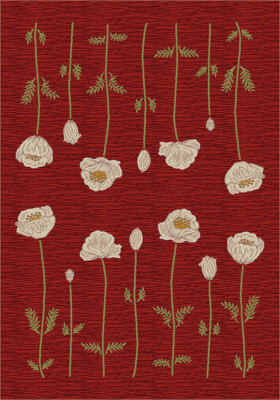 4x6 Milliken Poppy Rug Garnet Country Mirrored Area Rug - Approx 3'10''x5'4''