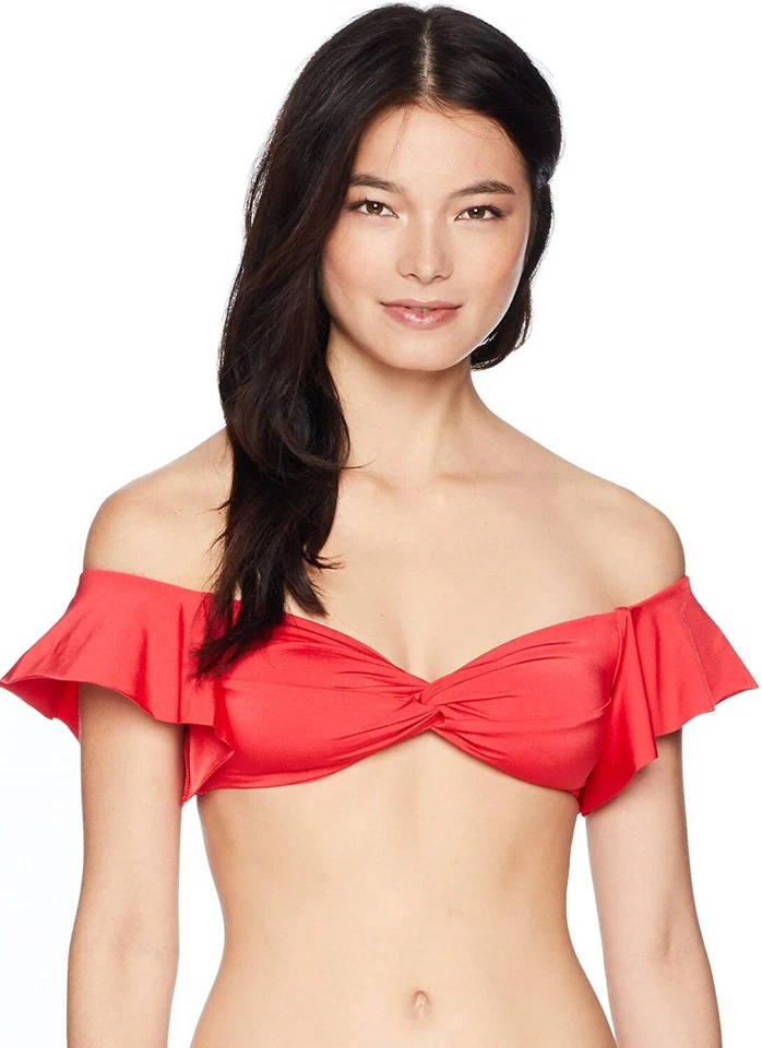 Traje de baño de bikini Trina Turk para mujer 171835 Twist bandeau manga con volantes talla 10 Foto 2 de 3