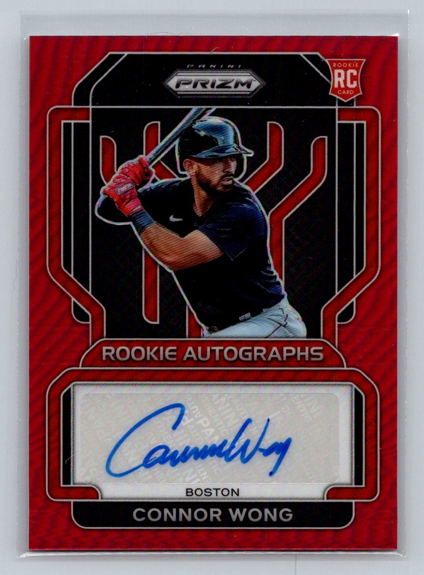 2022 Panini Prizm #RA-WG Connor Wong Rookie Autographs Red Prizm #/99