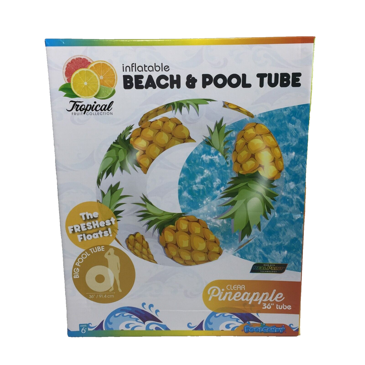 Pool Candy Pineapple Float Tube Tropical Fruit Collection Jumbo 36