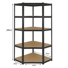 Boltless 5 Tier Corner Shelving Unit for Garage Shop Display Heavy Duty BLACK 