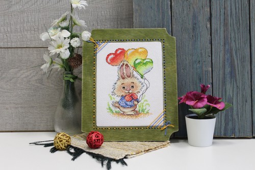 Bunny with Balloons SM-556 MP Studia Counted Cross Stitch Kit - Picture 4 of 4