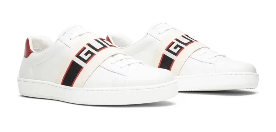 authentic Gucci logo stripe ace leather sneaker shoe EU 35 | eBay