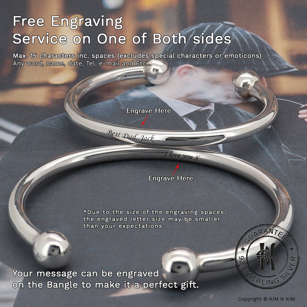 Cuff Bracelet Mens Engraved Torque Bangle Free Engraving 925