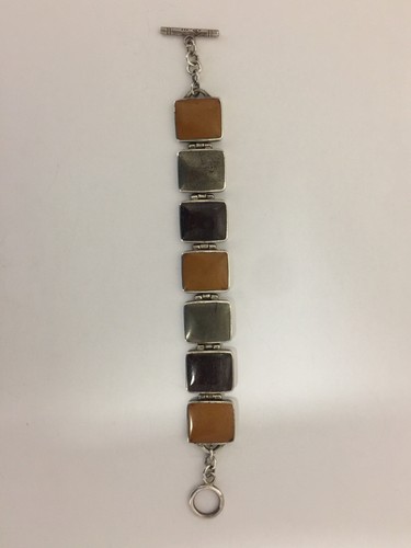 Vintage Multi Color Agate Bracelet 7 in Sterling Silver