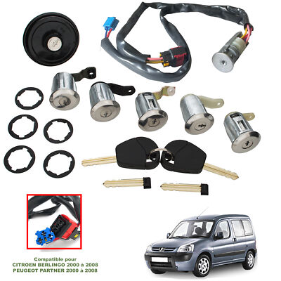 Cylindre De Contacteur D'allumage Avec 2 Clés Pour Peugeot Partner 1.6 MK2 2008-2022 - Références 4162AG, 4162PT...