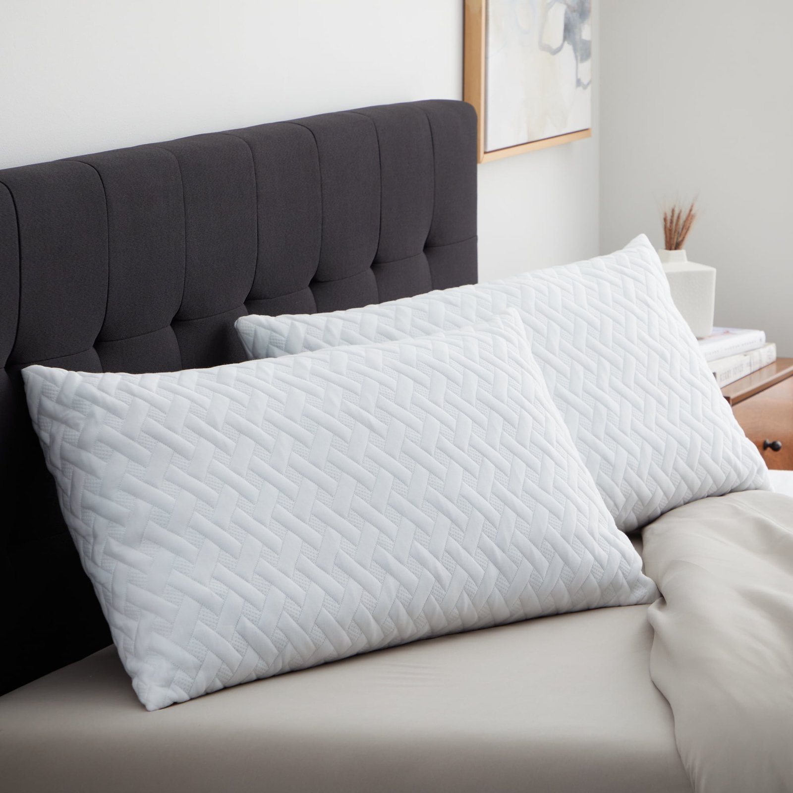 Shredded Memory Foam Bed Pillow King 2 Pack Rest Haven Home & Garden White King