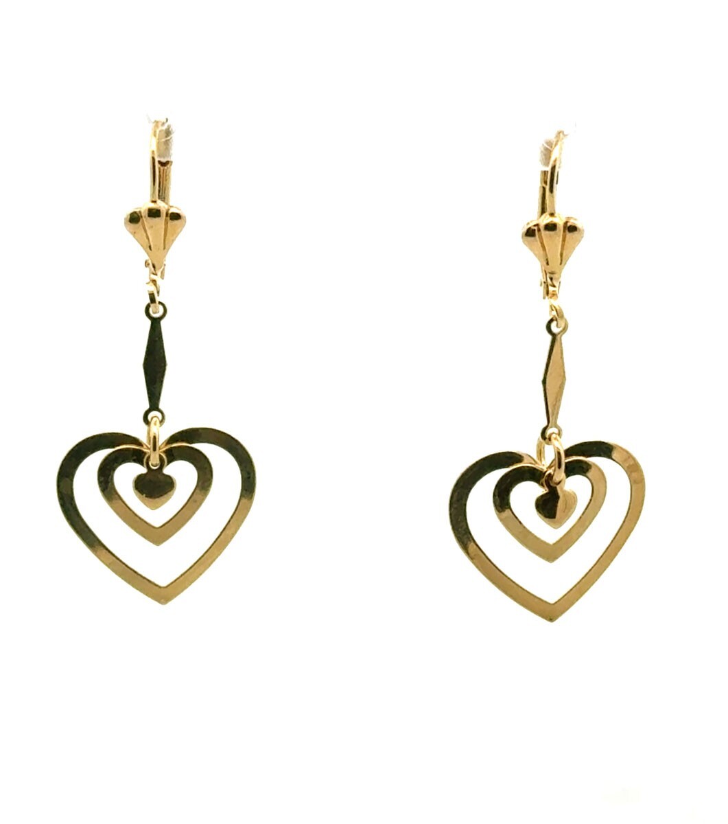 Золотые женские серьги-капли в форме сердца со слезинками в форме сердца 4690₽