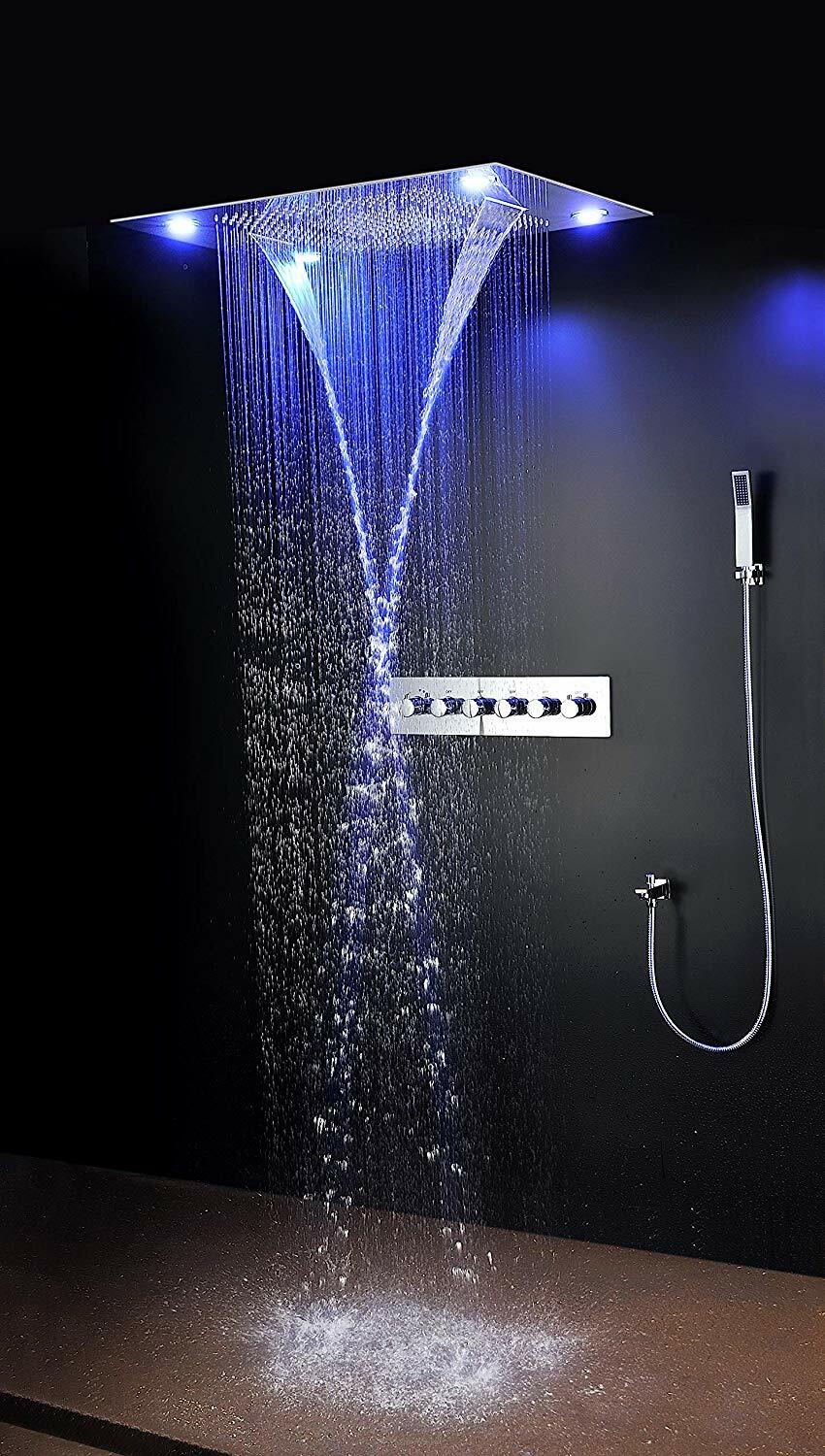 23" x 31" LED Waterfall Rainfall Shower System Remote Control, Massage, Spa  713289032418 | eBay