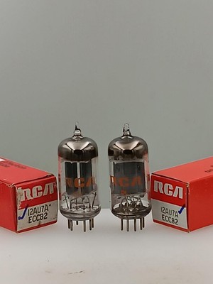 Pair RCA 12AU7A ECC82 NOS* NIB Long Grey Plates Halo Getter Serious Tubes D678