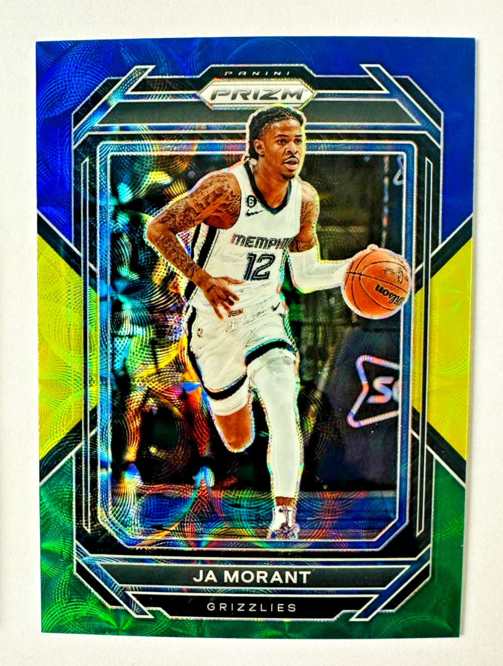 2022-23 Panini Prizm Ja Morant BLUE YELLOW GREEN Scope Prizm #200 Grizzlies!