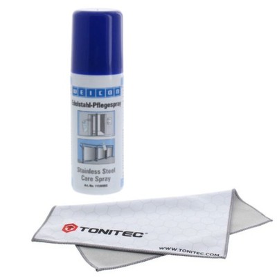 WEICON Edelstahlpflege-Spray Edelstahl Reiniger 50 ml mit ToniTec Microfasertuch