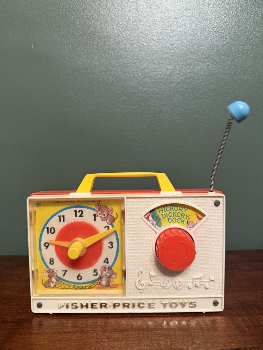 Vintage Fisher Price 1964 Clock Music Box Hickory Dickory Dock