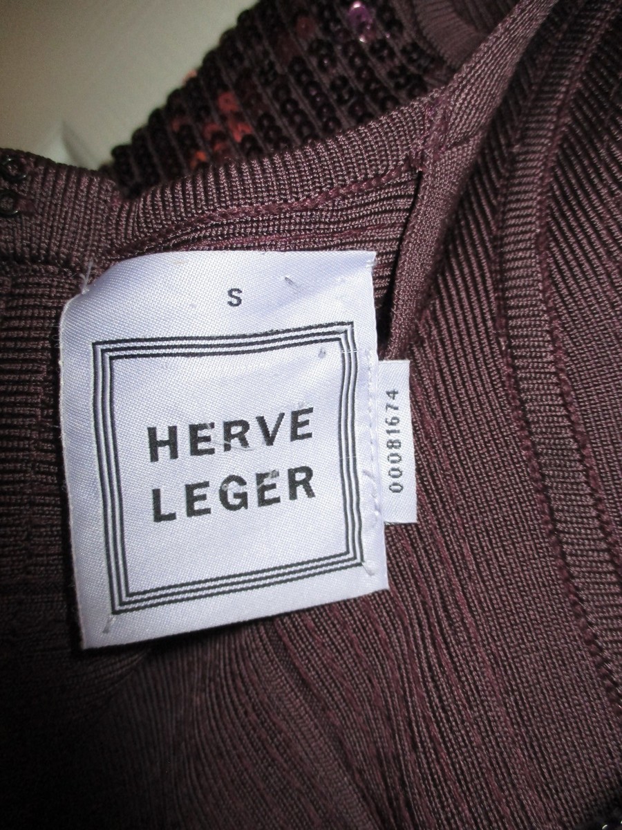 Herve Leger S Katherine Bandage Dress Sequins Purple BodyCon Embellished  View 3