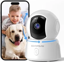 GOLSPARK Indoor Security Camera 2K, Pet for Home Security, Dog White 