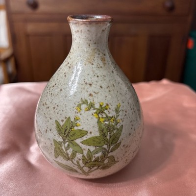 Small 4  Vintage Pottery Speckled Stoneware Jar Vase Takahashi Japan Kk12