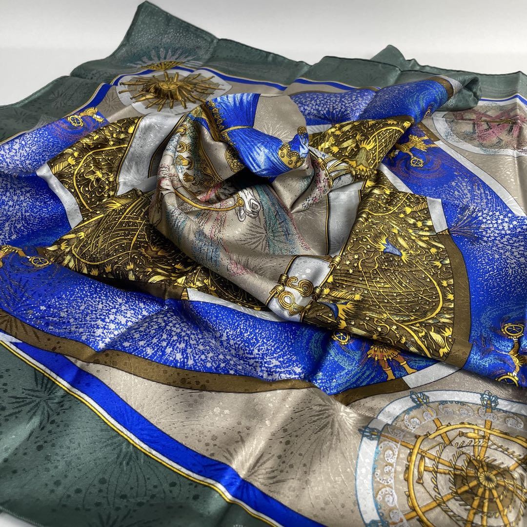 Hermes Carre 90 Scarf 90x90 Green Multicolor Silk Japan 2505-93