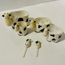 Vintage Cow Measuring Cups Set Of 6 Novelty Farmouse Kitchy Cup Plastic