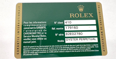VINTAGE GENUINE ROLEX 179160 Datejust watch card 410 2011 Lady 260130002yA