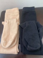 2x Kids Footed Tights 2-3Y Black  Beige