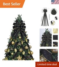 Minimalist Black Velvet Christmas Tree Bow Topper - 48 Inches for Elegant Decor