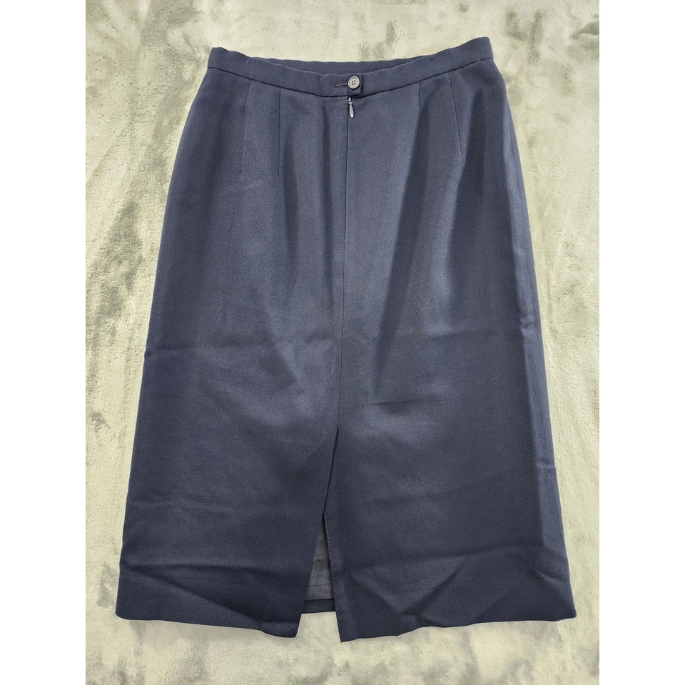 Vintage 90s Pendleton Wool Pencil Skirt Size 6 Blue Back Slit Office Career - Image 2 of 4