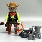 Playmobil Cowboy Western Old Male Adult Figure Chaps Hat Gun Rifle 4665 Vintage