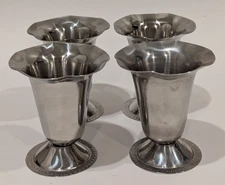 Set of 4 Crestware Stainless Steel Ice Cream Sundae Footed Tulip Bowl Cup 4.25"T
