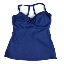 Title Nine Tankini Swim Top Women Size 32 DDD Swim Padded Blue