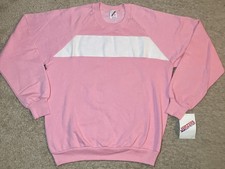 Vintage Jerzees Sweatshirt Women  s Crewneck Pink White Size L 42-44 Deadstock