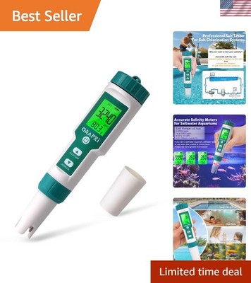 Digital 5 in 1 pH & Salinity Tester for Pools and Hot Tubs - Easy and Accurate