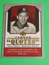 2004 Upper Deck - Famous Quotes Warren Spahn #Q-18 HOF Milwaukee Braves 