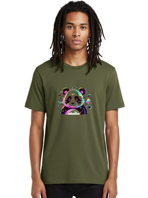 Glitch-Panda-5 Mens Graphic Tee, 100% Cotton, Casual Summer Wear