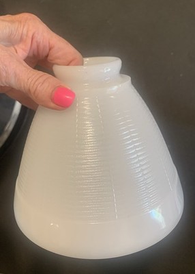 1 Vtg Torchiere Lampshade/diffuser/milkglass/2 fitter/6  Bottom Width/5  Tall