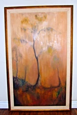 VINTAGE MCM LARGE OIL BOARD SURREALIST ABSTRACT EXPRESSIONIST MODERNISM