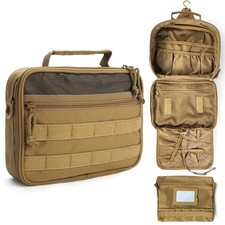 SMONT Tactical Toiletry Bag for Men Travel, Hanging Dopp Kit Shaving Brown