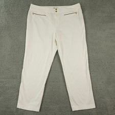Lauren Ralph Lauren Pants Womens 18W Plus White Chino Trousers Zip Pocket Preppy