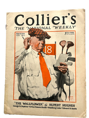 Collier's Magazine dated Sept. 10,1921 with cover of golfer reviewing his score