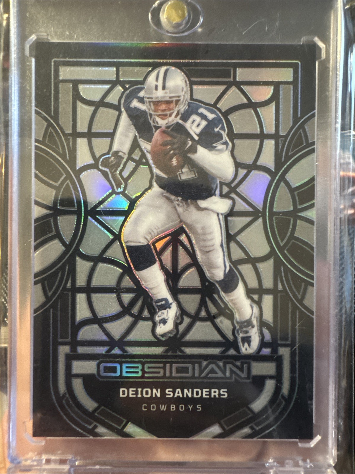 2024 Obsidian Deion Sanders Black Stained Glass Case Hit SSP Cowboys