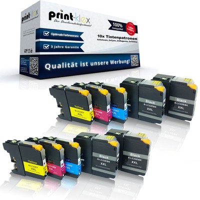 10x Premium kompatible Tintenpatronen für Brother LC-22E Color Kit XXL Easy Prin