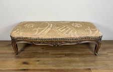 Antique French Louis XV Style Walnut 19th Century Footstool Original Upholstery