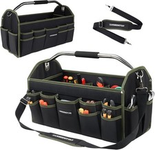Waterproof 20-Inch Electrician Tool Bag - Open Top with 30 Organizing Pockets