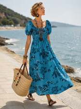 Faithfull The Brand Avere Midi Dress Blue Floral AU 8 US4 NWT RRP $379