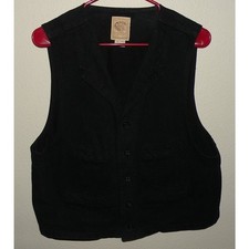 Wah Maker Frontier Clothing Men s Large Western Vest Black 4-Pocket Cotton USA