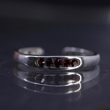 Size 4.75, vintage sterling silver 925 handmade stackable band open ring ruby