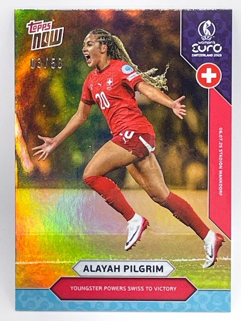 Alayah Pilgrim 2025 Topps Now Women's Euro #8 GOLD RC #d 3/50 Switzerland Roma